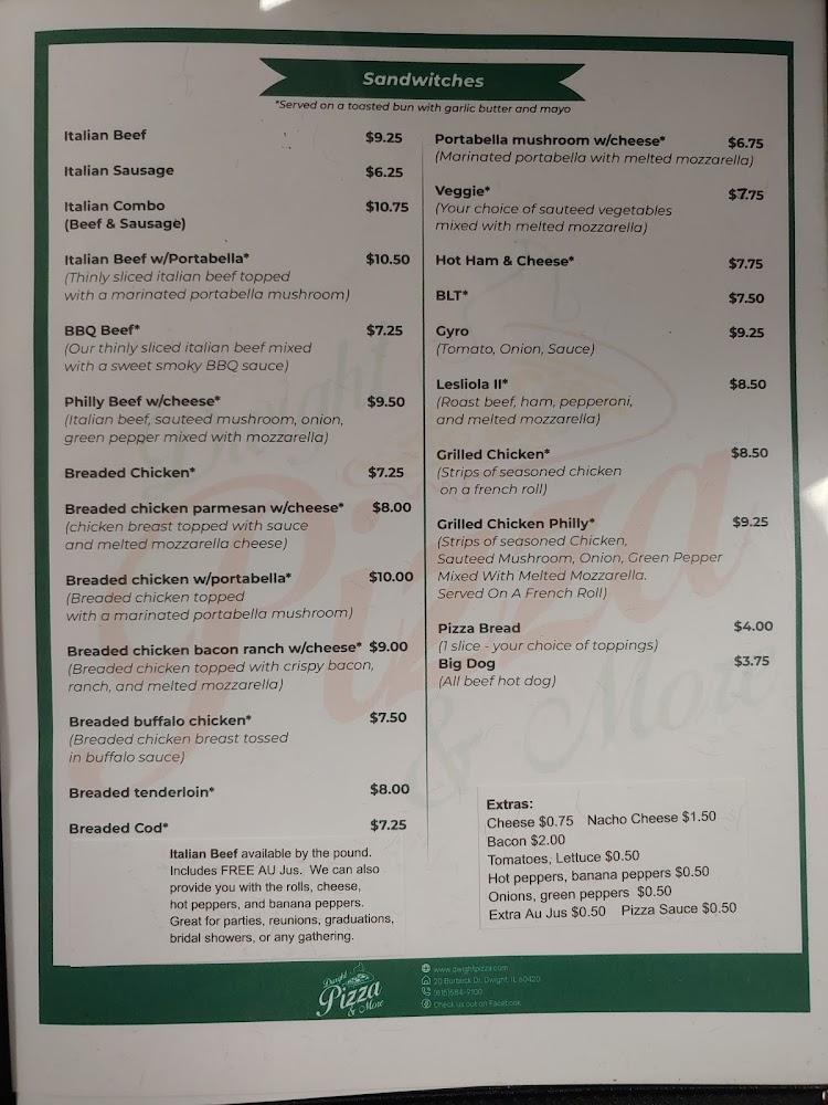 Dwight Pizza & More Menu image 1